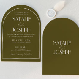 Classy Grasslands Old Money Retro Arched Wedding 招待状