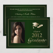Classy Green and Data 2012大学院フォト招待状 招待状 (正面/裏面)