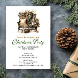 Classy Green And Gold Christmas Nook Party Invite 招待状