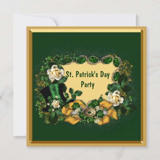 Classy Green & Data St. Patrick's Dayパーティー 招待状 (正面)