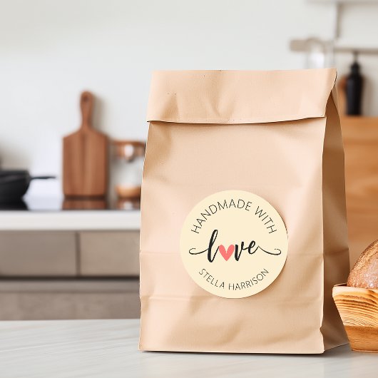 Classy Handmade With Love Personalized ラウンドシール