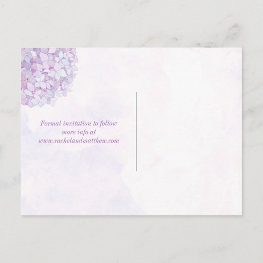 Classy Hydrangeaの結婚写真日付を保存 案内ポストカード (裏面)