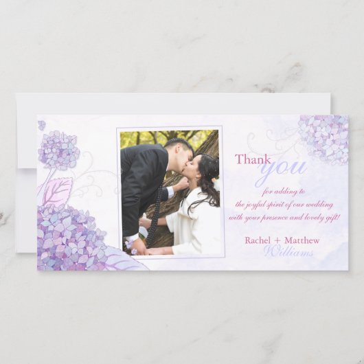 Classy Hydrangeas'結婚s Thank You Photo Card サンキューカード (正面)