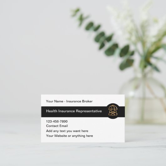 Classy Insurance Broker Business Card Design 名刺 (スタンド正面)