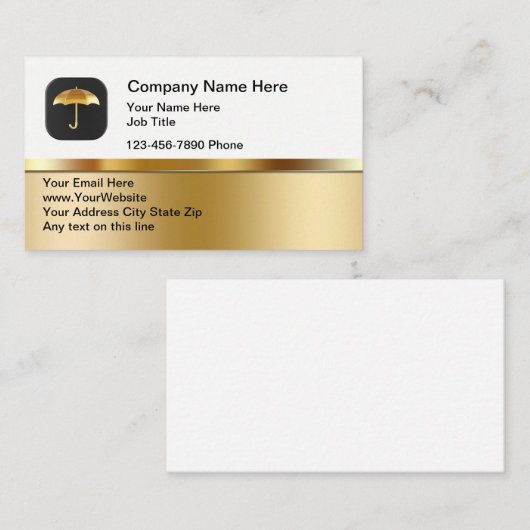 Classy Insurance Umbrella Theme Business Cards 名刺 (正面/裏面)