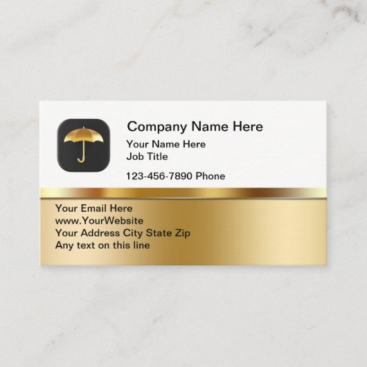 Classy Insurance Umbrella Theme Business Cards 名刺 (正面)