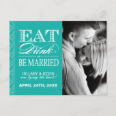 Classy Jade Damask日付の保存 案内ポストカード (正面)