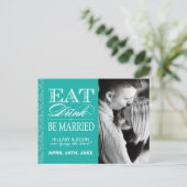 Classy Jade Damask日付の保存 案内ポストカード (スタンド正面)