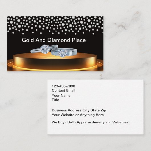 Classy Jewelry Theme Bling Business Cards 名刺 (正面/裏面)