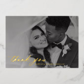 Classy Krightnessの結婚写真ありがとうござ実在う 箔招待状 (正面)