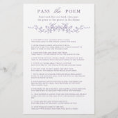 Classy Lavender Floral 'Pass the Poem' Game  (正面)