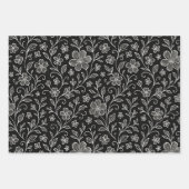 Classy Leaves Floral Art Pattern On Red Black Pink ラッピングペーパーシート (正面3)