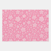 Classy Leaves Floral Art Pattern On Red Black Pink ラッピングペーパーシート (正面)