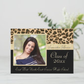 Classy Leopardプリント写真卒業のお知らせ 招待状 (スタンド正面)