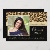 Classy Leopardプリント写真卒業のお知らせ 招待状 (正面/裏面)