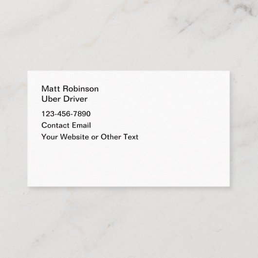 Classy Luxury Uber Driver Business Cards 名刺 (裏面)
