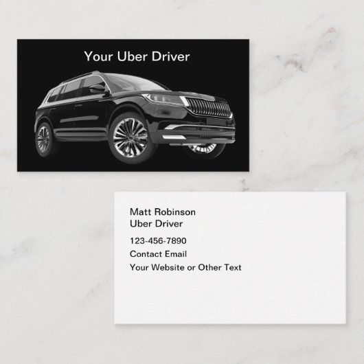 Classy Luxury Uber Driver Business Cards 名刺 (正面/裏面)
