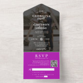 Classy Magenta RSVP Photo QR Code Wedding オールインワン招待状 (内側)