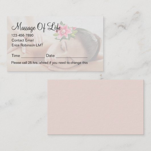 Classy Massage Therapist Appointment Business Card 予約カード (正面/裏面)