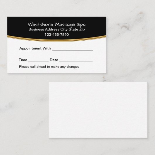 Classy Massage Therapist Spa Appointment Cards 予約カード (正面/裏面)