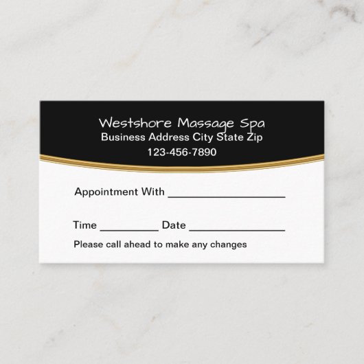 Classy Massage Therapist Spa Appointment Cards 予約カード (正面)