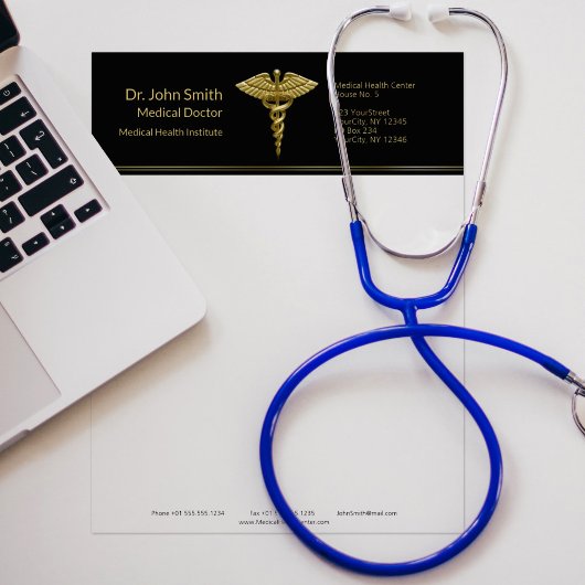 Classy Medical金ゴールドカドゥセウスオンブラック – Letterhead レターヘッド