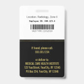 Classy Medical金ゴールドCaduceus on Black Photo ID バッジ (裏面)