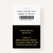 Classy Medical金ゴールドCaduceus on Black Photo ID バッジ (裏面)