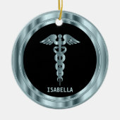 Classy Medical 👨 ⚕️ – 黒と青 セラミックオーナメント (正面)