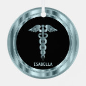 Classy Medical 👨 ⚕️ ‍ – 黒と青 メタルオーナメント (裏面)