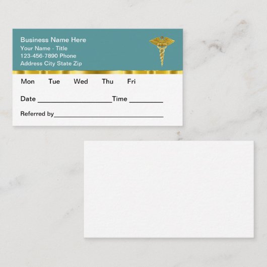Classy Medical Office Appointment Cards Design 予約カード (正面/裏面)