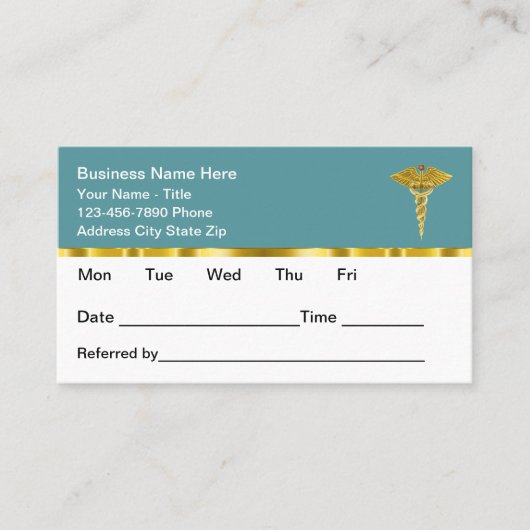 Classy Medical Office Appointment Cards Design 予約カード (正面)