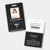 Classy Medical Silver CaduceusのブラックフォトID バッジ (正面＆裏面)