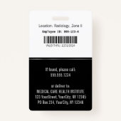 Classy Medical Silver CaduceusのブラックフォトID バッジ (裏面)