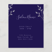 Classy Midnight Blue & Silver Elegant Salon  チラシ (裏面)