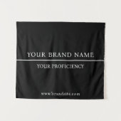 Classy Minimalist White Text Black Wall Design タペストリー (正面(横))