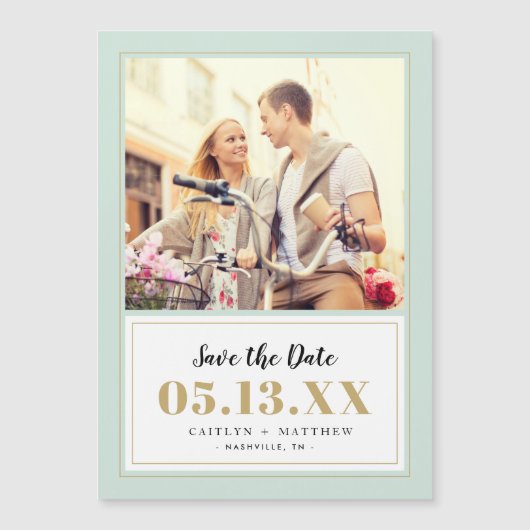 Classy Mintと金ゴールド写真Save the Date (正面)