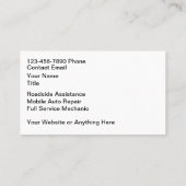 Classy Modern Auto Mechanic Roadside Assistance 名刺 (裏面)