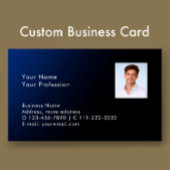 Classy Modern Custom Photo QR Code Blue Gradient 名刺