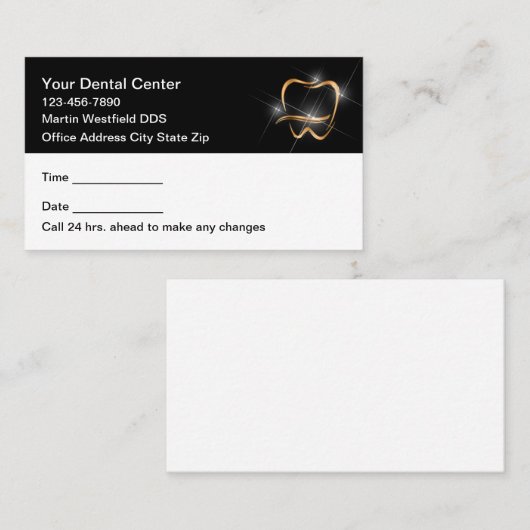 Classy Modern Dentist Office Appointment Cards 予約カード (正面/裏面)