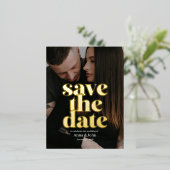 Classy Modern Gold Foil Save the Date Card 箔シーズンポストカード (立ち正面)
