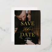 Classy Modern Gold Foil Save the Date Card 箔シーズンポストカード (正面/裏面)