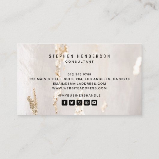 Classy Modern Gold Foil Social Media Icons 名刺 (裏面)