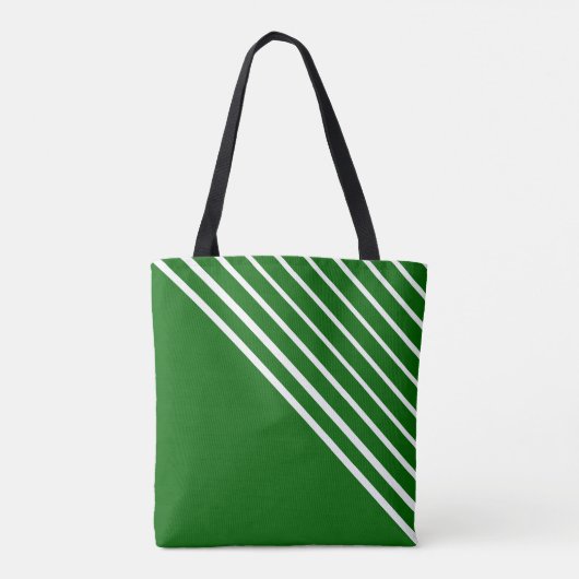Classy Modern Green Diagonal Stripes トートバッグ (裏面)