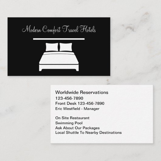 Classy Modern Hotel Travel Business Cards 名刺 (正面/裏面)