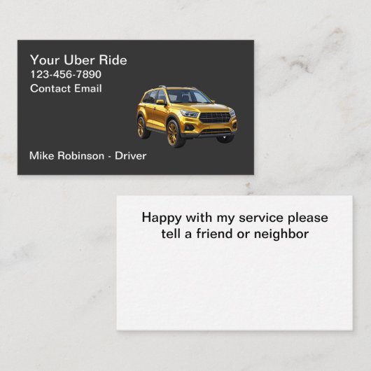 Classy Modern Simple Uber Driver Taxi 名刺 (正面/裏面)