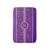 Classy Monogramと金ゴールド音楽ノートPURPLE バスマット (正面縦)