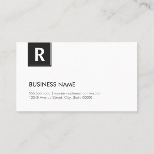 Classy Monogram – 黒モダンと白 名刺 (裏面)