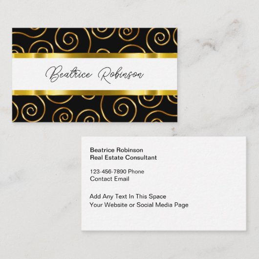 Classy Monogram Business Cards 名刺 (正面/裏面)