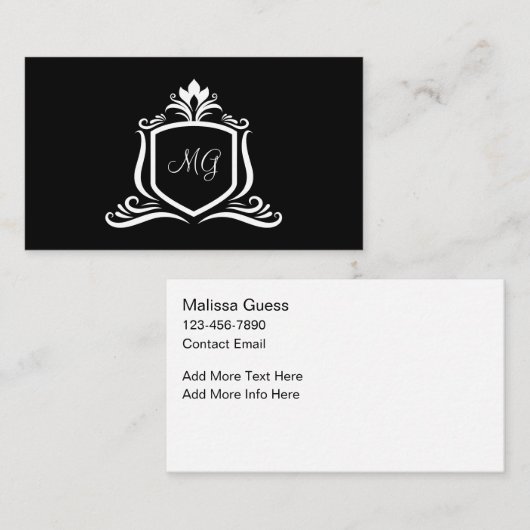 Classy Monogram Elegant Business Cards 名刺 (正面/裏面)